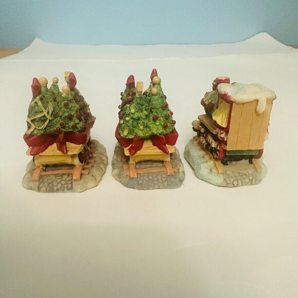 3 Piece Hand Painted Train Set Christmas Holiday Decor - Picture 5 of 11